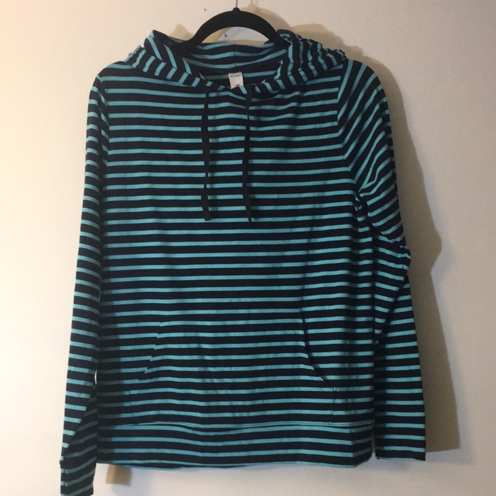 NWOT blue striped  and black/white striped pocket hoodies